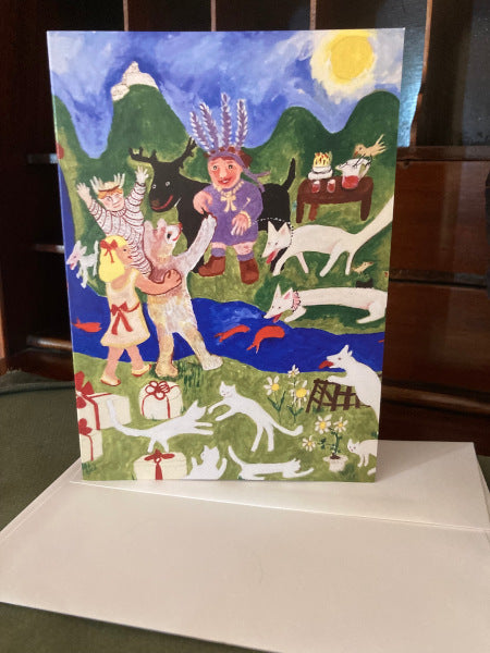 mock up of Party Time Birthday card with its envelope.