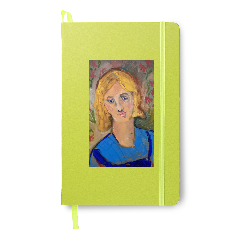 A sunny combination is formed when Yellow Haired Girl journal is printed on lime. Her complexion, dress and golden hair all shine.