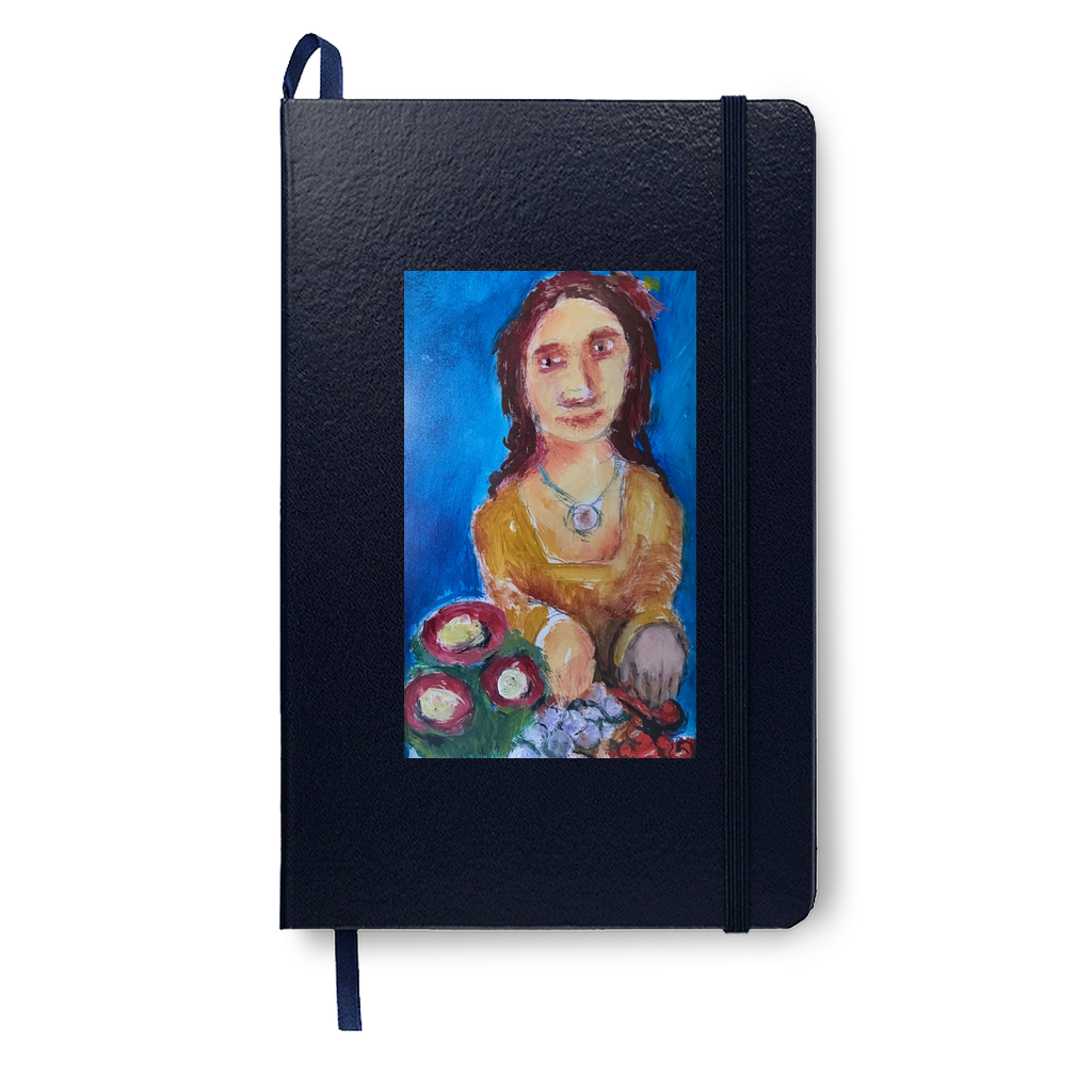 Tasty Fruit journal in navy is a lovely backdrop for this expressive painting.