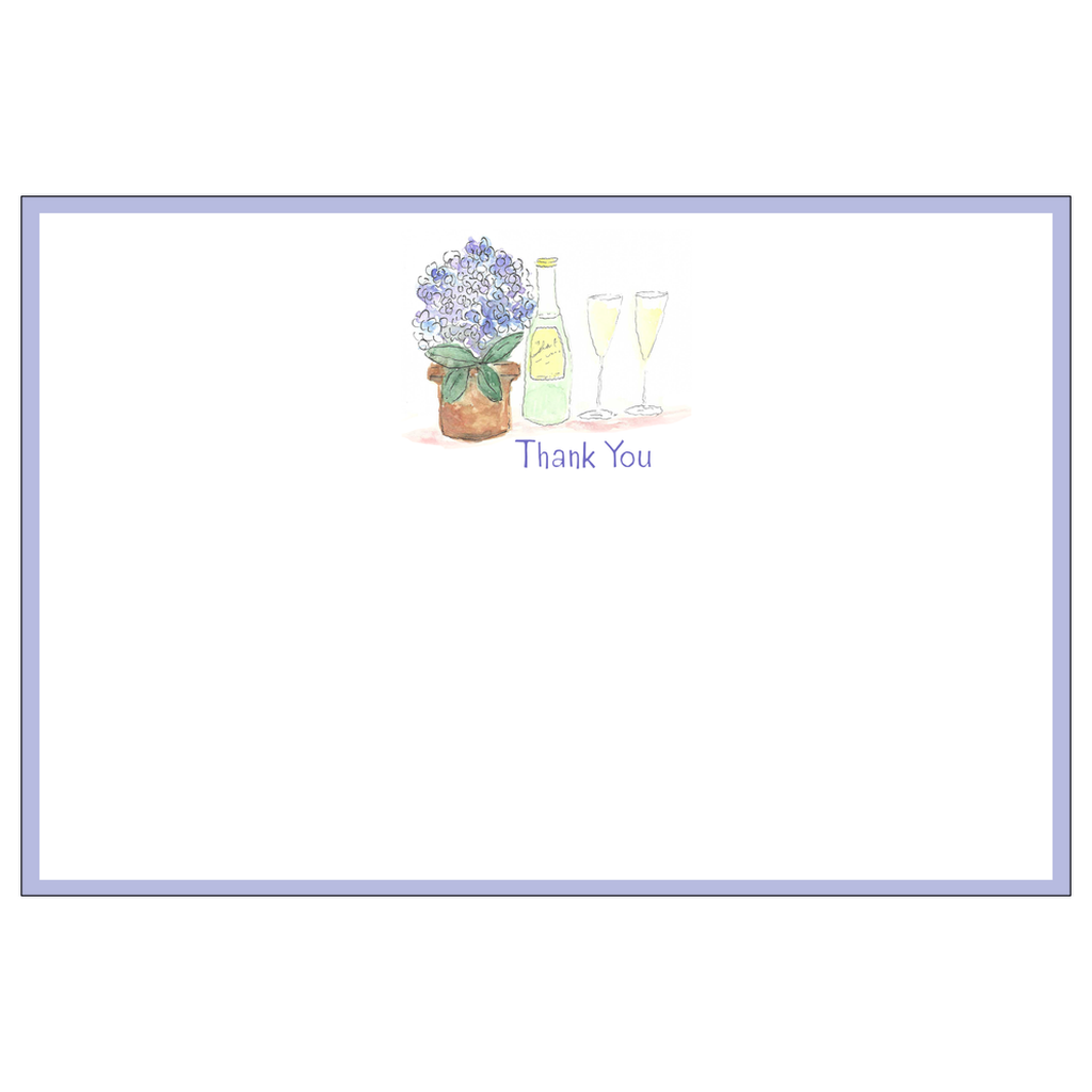 Hydrangea Thank You Flat Note Card